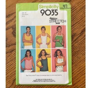 UNCUT Vintage 1970s Simplicity 9035 Sewing Pattern Womens Size XS-M Tank Tops